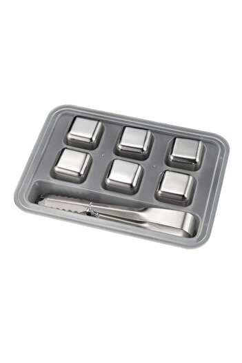Generic Stainless Steel Whisky Stones Gift Set, Aerb 6PCS Reusable Ice Cubes with Tongs, Beer Chilling Rock