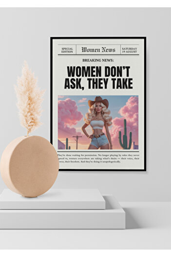 Funzee Women News – Breaking News Poster Series |   Strong Woman Themed Newspaper Design - Frameless
