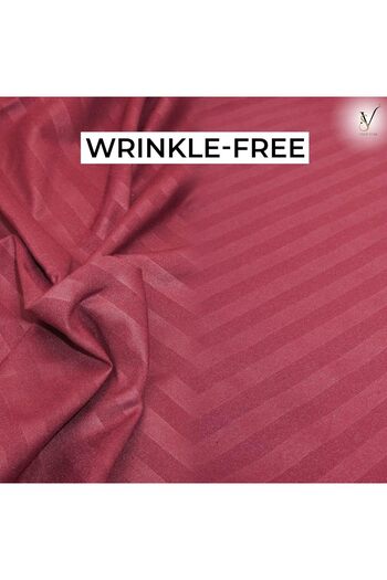 View star Viewstar 4-Piece King Size Striped Bedsheet Set-Maroon