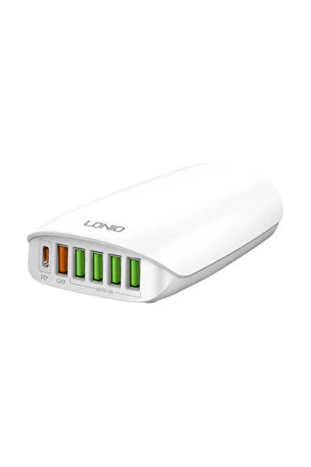 LDNIO A6573C Network Charger, 5x USB, 65 W, 1.5 m (white)