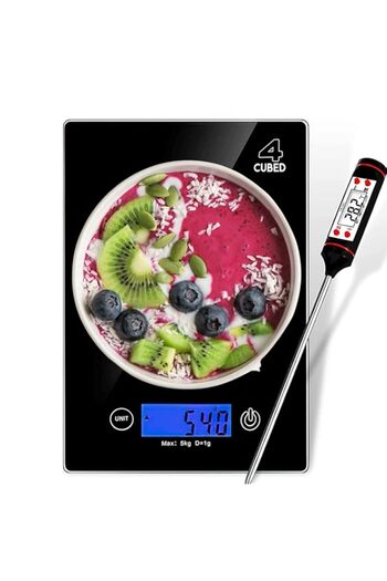 Generic Azonee Digital Kitchen Scale, Weight 22lbs Grams & Ounces 1g/0.1oz with Blue Stainless Steel and LC