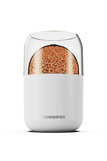 DigiMat Umidificator Volcano Design cu aromaterapie, 300 ml, RGB, pornire/oprire automată, alb