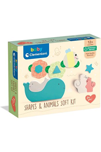 CLEMENTONI 97855 kit Shapes and Animals, Soft Tactile 1 Year Old, Baby Toys, Gift for Kids