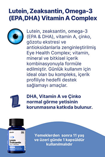 anocin Lutein Zeaksantin +omega3 + Göz Multivitamin Kompleks