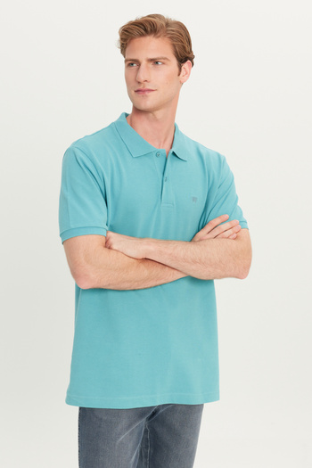 WRANGLER 100% Cotton Regular Fit Regular Cut Mint Green Polo Neck T-Shirt
