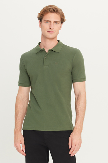 WRANGLER 100% Cotton Regular Fit Regular Cut Green Polo Neck T-Shirt