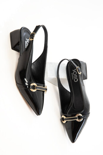 SOHO Black Patent Leather-Black Women's Classic Heeled Shoes 20423