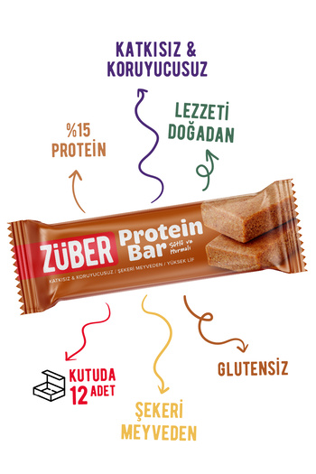 Züber Protein Bar with Milk and Dates - 12 Pieces X 35Gr