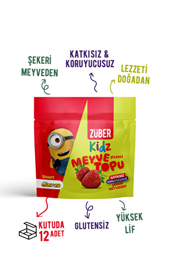Züber Kidz Strawberry Fruit Ball 42g X 12 Pieces