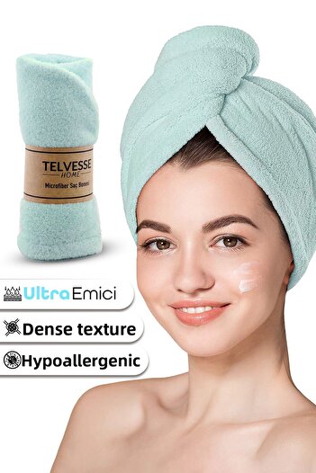 Telvesse Thick Microfiber Hair Towel Beach Sea Pool Cap Drying Bath Hair Drying Head Towel Turquoise