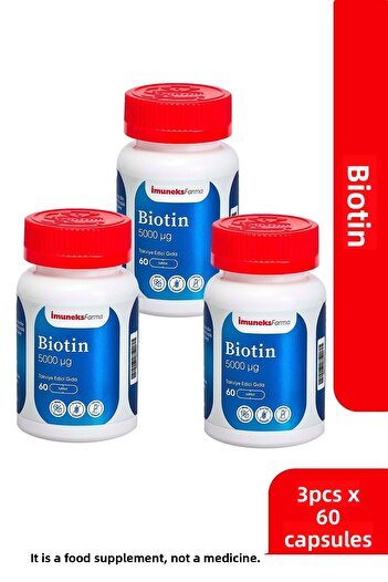 Imuneks Farma Food Supplement with Biotin 5000 Μg 60 Tablets X 3 Pieces