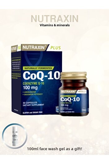 Nutraxin Coenzyme Q10 100 Mg 30 Softgels + Facial Cleansing Gel 100 ml