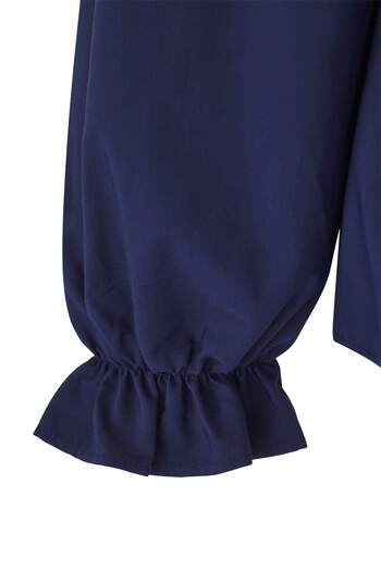 Trendyol Curve Navy Blue Square Collar Gathered Sleeve Gipeli Woven Plus Size Blouse Tbbss23Af00035