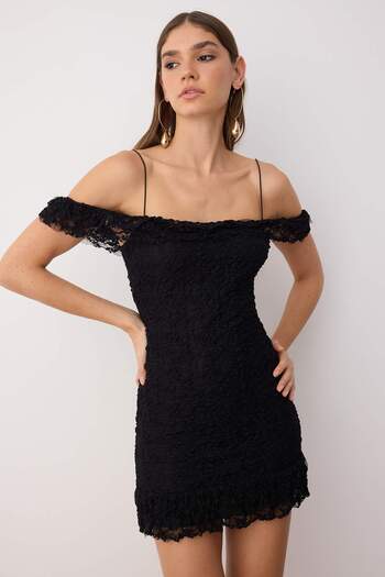 Trendyol Collection Black Bodycon Lace Mini Chic Dress Tprss25El00323