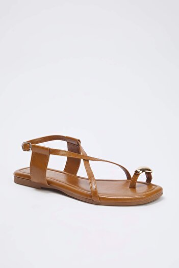 TRENDYOL SHOES Caramel Brown Accessory Detailed Women's Sandals Takss25Sd00067