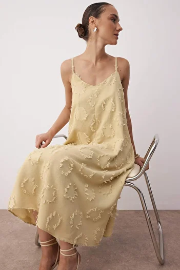 Trendyol Collection Mink Plain Midi Woven Dress Twoss25El00905