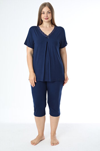 Cotpark Women's Plus Size Viscose Lycra Fabric Short Sleeve Bottom-Top Capri Suit 14524