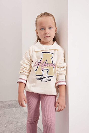DeFacto Baby Girl Shirt Collar Printed School Sweatshirt D2854A524Au