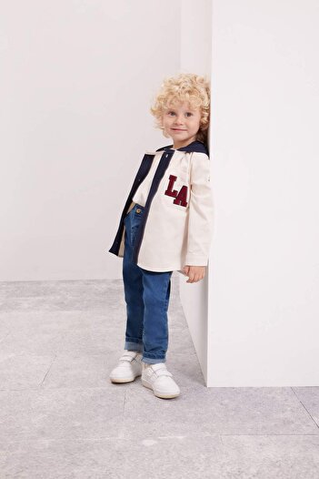 DeFacto Baby Boy Hooded Gabardine Long Sleeve School Shirt D2596A524Au