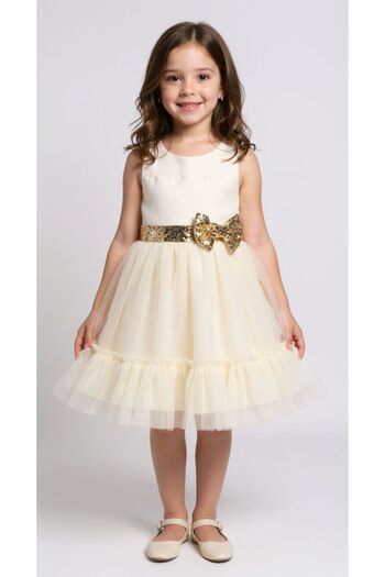 İ&K ŞIMARIK KİDS I&K Shimarik Ki̇ds Girls' Evening Dress with Pul Palette Detail on the Front