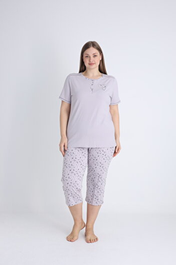 Cotpark Women's Plus Size 100% Cotton Short Sleeve Capri Suit 14648