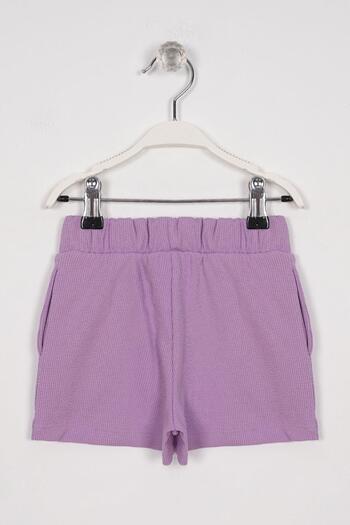 zepkids Lilac Color Girl's Shorts with Ribbed Pockets