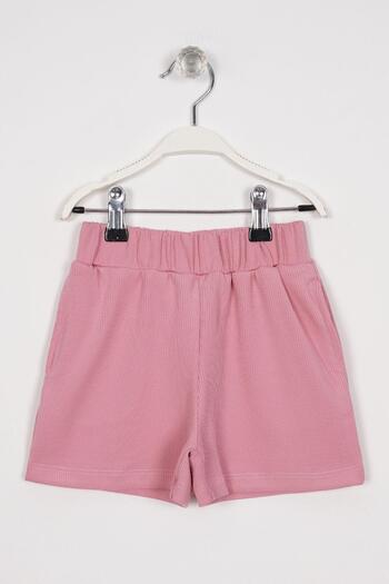 zepkids Pink Color Girl's Shorts with Ribbed Pockets