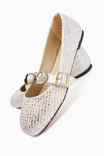 Limoya Sufia Silver Buckle Braided Women's Ballerinas