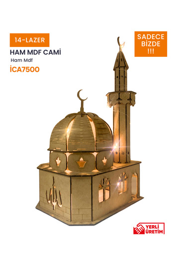 14lazerkesim LEDLİ AHŞAP CAMİ MAKETİ