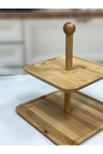 ACAR Bamboo 2 Tier Presentation Stand 25/20 cm Tkebt Brown