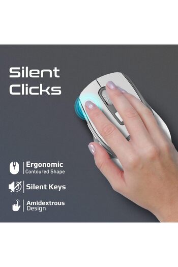 Promate Silent Wireless Mouse, 2.4GHz, 10m Range, Nano USB Receiver, White