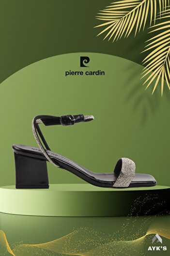 Pierre Cardin Black Women's Stone Evening Dress Shoes Stone Sandals