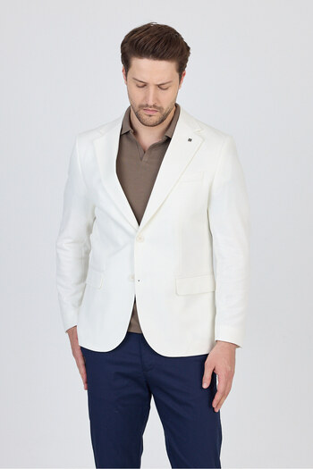 Frappoli Antony Men's White Polyester Fabric Slim Fit Spring-Summer Sports Blazer Jacket