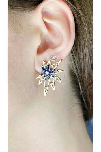 Neon Takı by Atalay Sensitivity Tag and Half Pole Star Steel Earring 636, Gold Color
