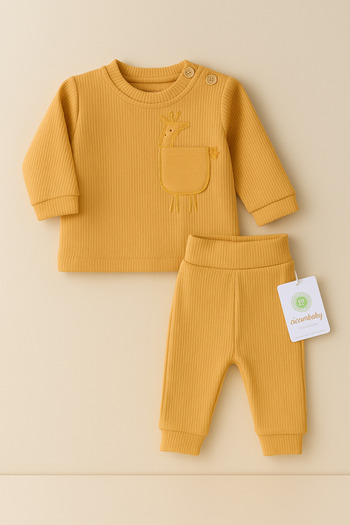 ciccimbaby Baby Suit Long Sleeve Cotton Giraffe Patterned 1-12 Months