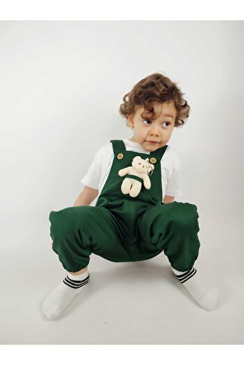 GAMZEAKKUŞ Long Sleeved Shirt, Salopet Strap Pants, Bow Tie 3Pcs Suit for Boys