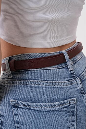 MODAM HİFA Burgundy Adjustable Size Women's Belt Trouser Belt Dress Belt Shirt Belt Coat Belt