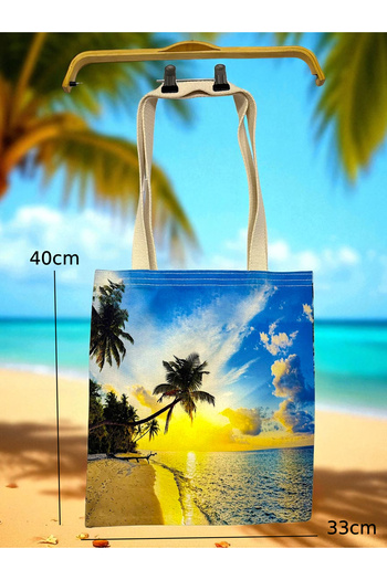 MELOOX Digital Printed Women's Beach Bag with Multi-Color Pattern