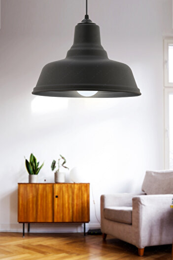 LUMINZO Luma 32 cm Siyah Modern Avize Sarkıt Salon Mutfak Kuaför Cafe Lamba Dekoratif Aydınlatma