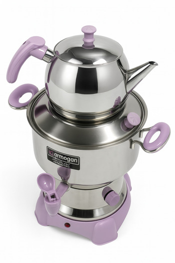 Armağan Tea Samovar & Tea Machine - Lilac Assembly - Special Series - 3.5 Liter Water Reservoir - 1 Liter Teapot