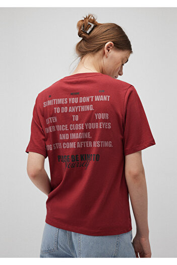 Mavi Γυναικείο μπλουζάκι Maroon Slogan Printed Blue -1612608-88011