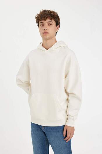 DeFacto Oversize Geniş Kalıp Kapüşonlu Kanguru Cepli Basic Düz Sweatshirt A4331AX24AU