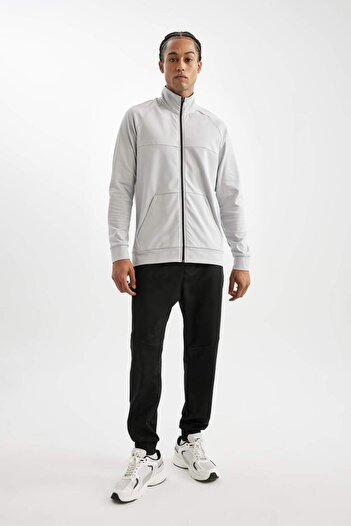 DeFacto Black Skuba Jogger Sweatpants - Zipper Pocket, Diving Fabric, Regular Cut - D1896Ax24Au