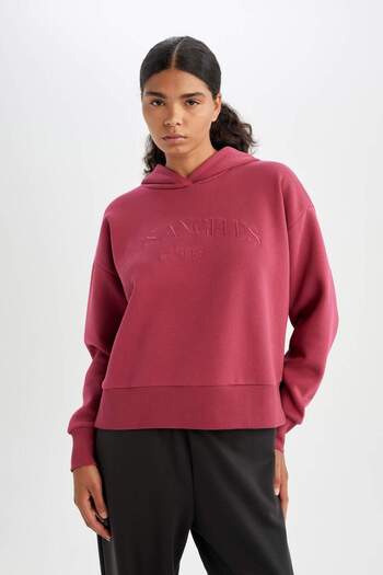 DeFacto DeFactoFit NBA Los Angeles Lakers Kapüşonlu Kalın Sweatshirt C8248AX24AU