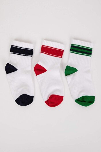 DeFacto Baby Boy Anti-Slip Sole 3-Piece Cotton Long Socks D2469A5Ns