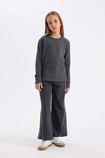 DeFacto Girl's Wide Leg Elastic Waist Sweatpants - C9674A824Au
