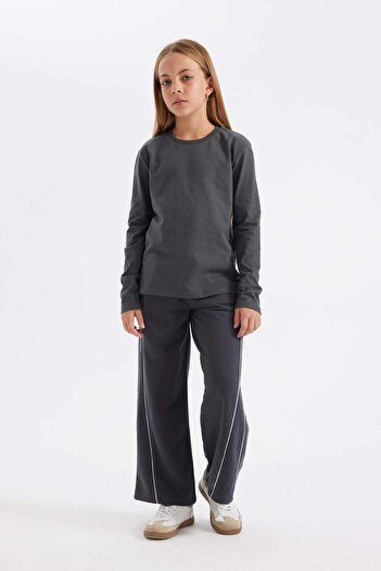 DeFacto Girl's Wide Leg Elastic Waist Sweatpants - C9674A824Au