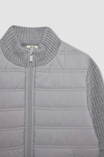 DeFacto Boy's Knitwear Jacket - Half Turtleneck, Zip Pocket, Solid Cardigan C1765A824Au