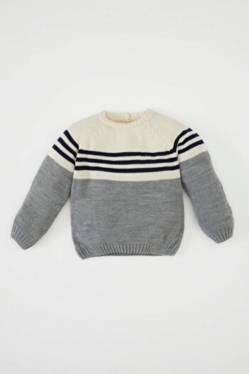DeFacto Baby Boy Crew Neck Striped Sweater Sweater C8880A524Wn