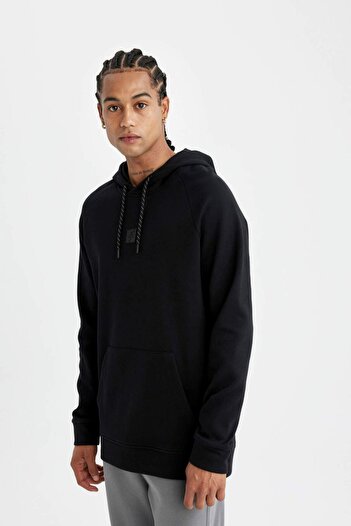 DeFacto DeFactoFit Standart Fit Cepli Kapüşonlu Sporcu Sweatshirt D0926AX24AU
